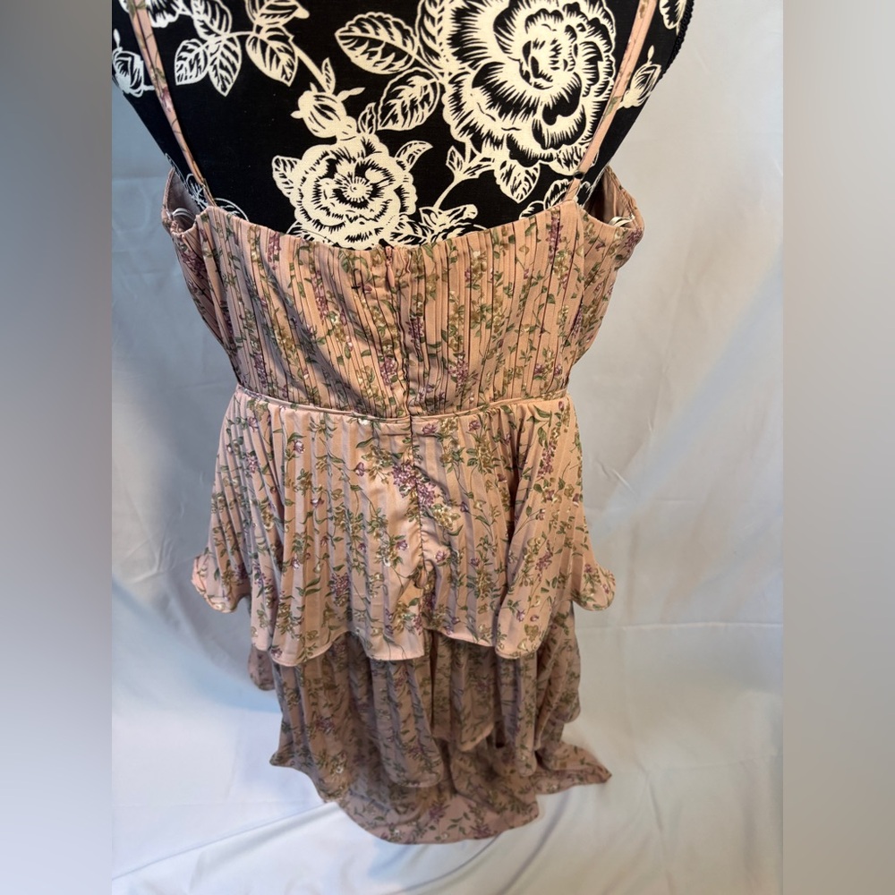 Lulu's Cascading Crush Pink Floral Print Tiered Bustier Midi Dress - Picture 8 of 15